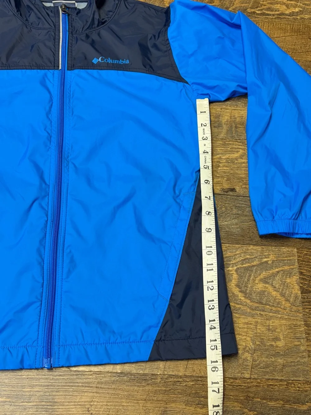 Columbia Glennaker Rain Jacket Coat Youth Boys Large 14/16 Blue Navy Hood Zip - Picture 4 of 10